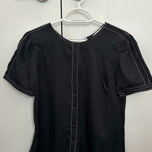Black Blouse with Contrast Stitching